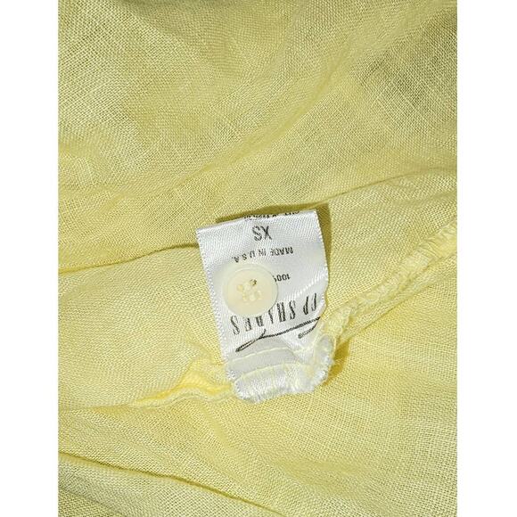 New Free People x CP Shades Solid Ruffle Linen Shirt $252 X-SMALL Banana Cream - Picture 5 of 7